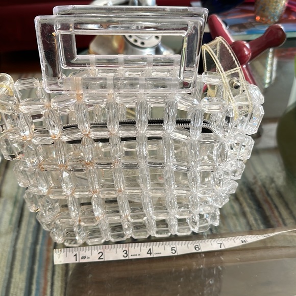 ZARA evening crystal bead bag clutch transparent handbag - Picture 7 of 8